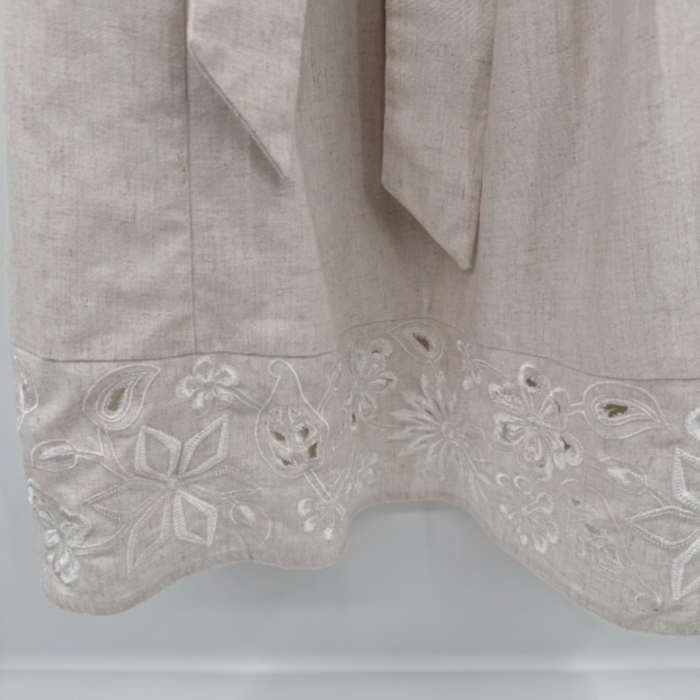 Ranna Gill Dress Women XS Beige Sleeveless Eyelet Boho Coquette Pleated Fairy - Picture 2 of 10